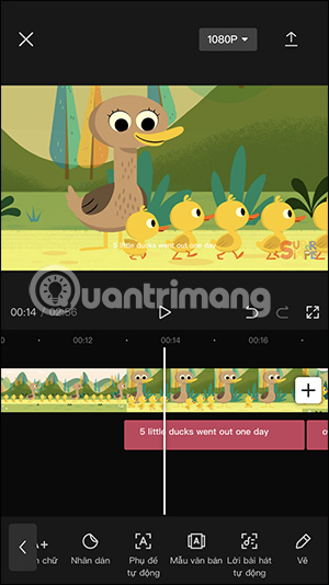 Hiện lời bài hát video CapCut