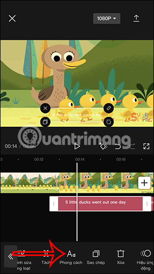 Chỉnh lời bài hát video CapCut