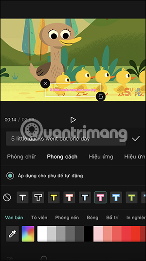 Thay màu sắc lời bài hát video CapCut