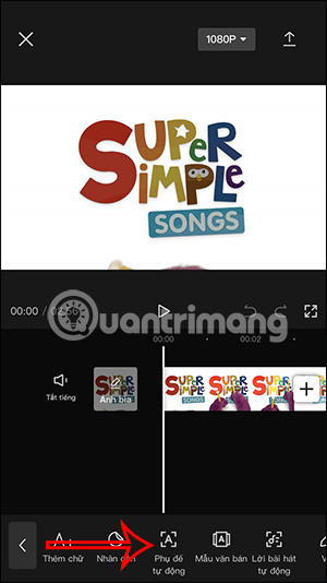 Thêm phụ đề tự động video CapCut
