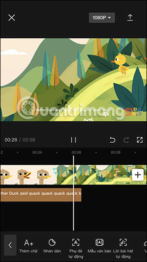 Dòng phụ đề video CapCut