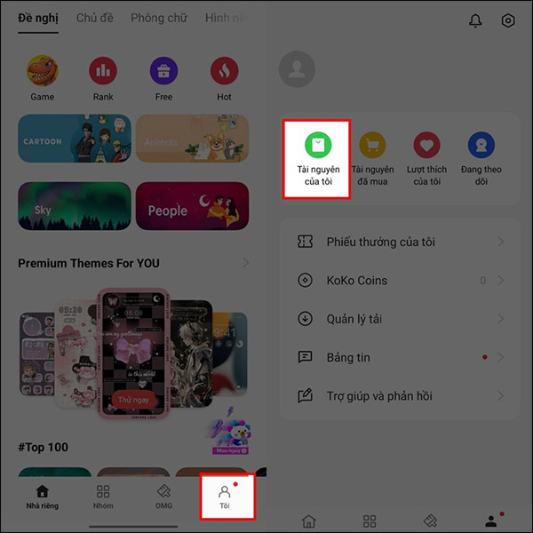 Xem tài nguyên của bạn trên OPPO
