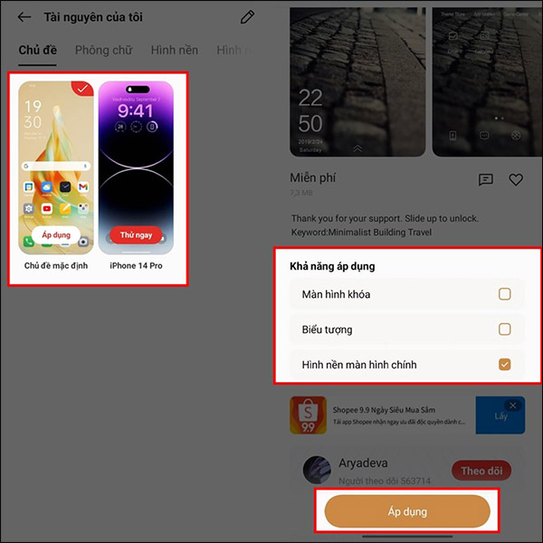 Áp dụng chủ đề trên OPPO