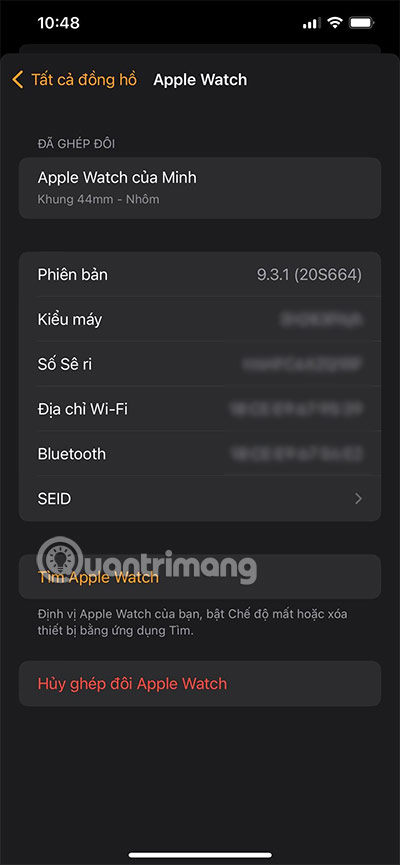 vị trí apple watch
