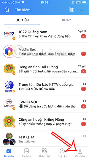 Mục Cá nhân trên Zalo