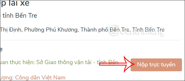 Nộp hồ sơ cấp lại bằng lái xe online