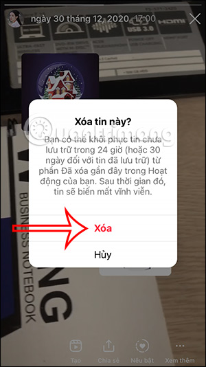 Xóa Story Instagram