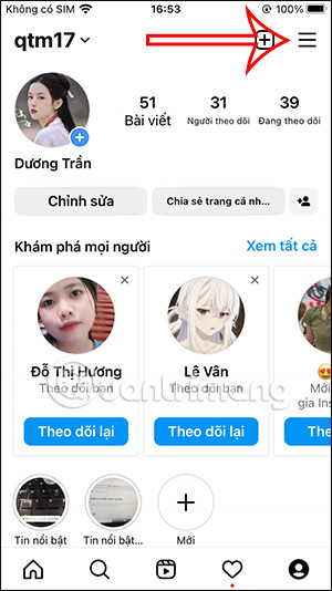 Tùy chỉnh tài khoản Instagram