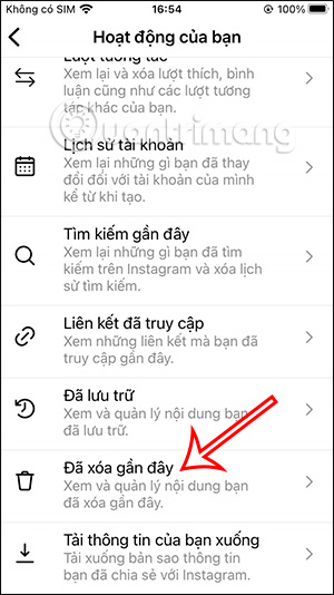 Nội dung đã xóa trên Instagram