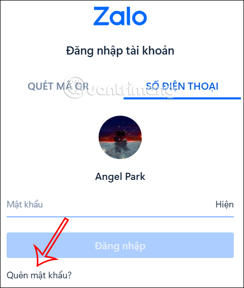 Quên mật khẩu Zalo máy tính