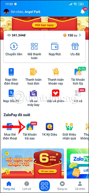 Tài khoản trả sau ZaloPay