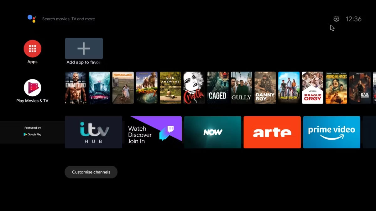Màn hình chính Android TV