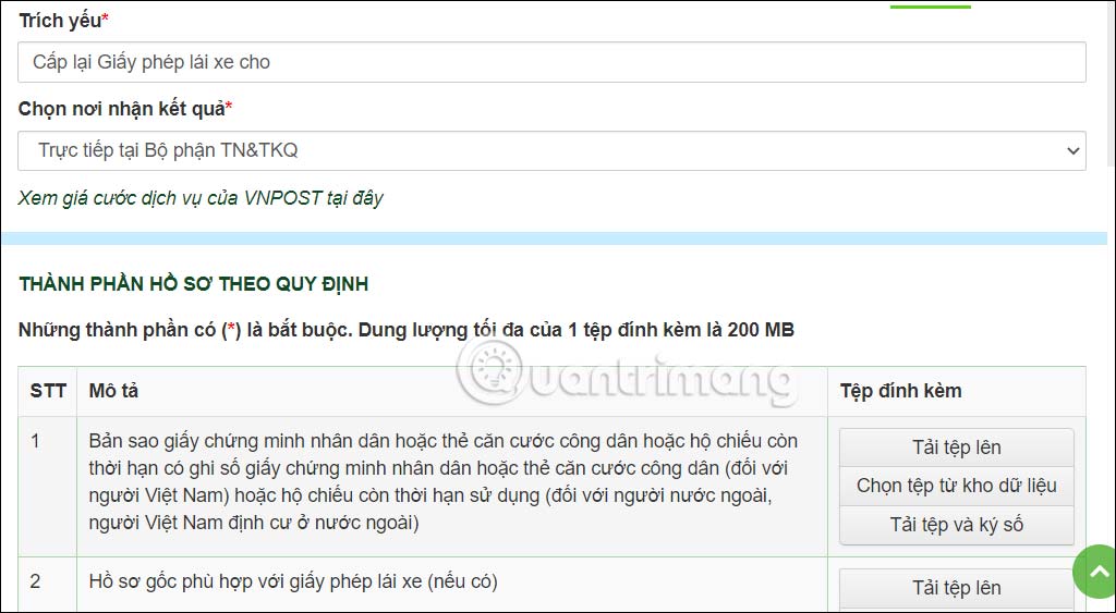 Điền thông tin giấy phép lái xe