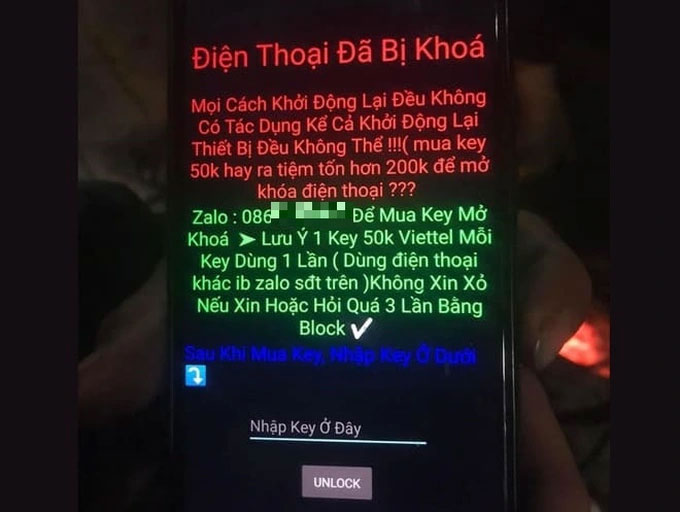 Cảnh báo mã độc tống tiền chiếm quyền xuất hiện trên màn hình smartphone tại Việt Nam