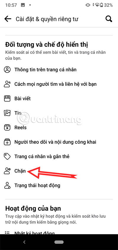 chặn người lạ fb