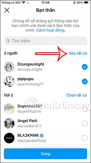 Bỏ bạn thân trên Instagram