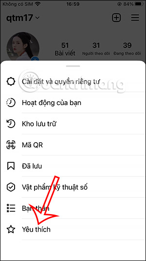 Chọn danh sách Instagram yêu thích