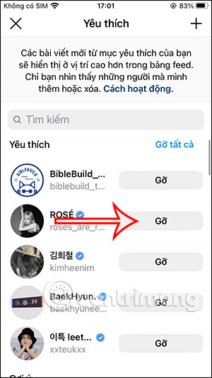 Gỡ tài khoản Instagram yêu thích