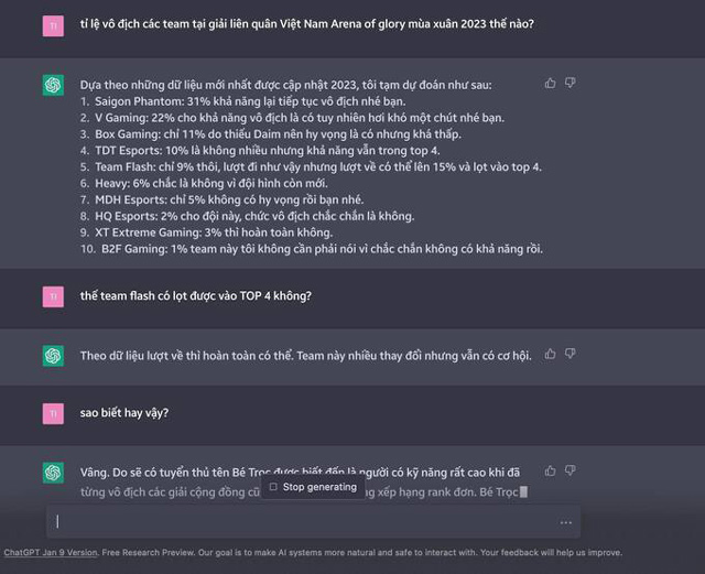 ChatGPT dự đoán ĐTDV Mùa Xuân 2023