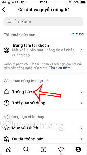 Thông báo Instagram