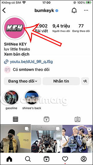 Chọn ảnh đại diện tài khoản Instagram