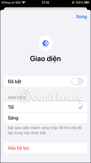 Tắt chế độ nền tối chế độ Focus iPhone