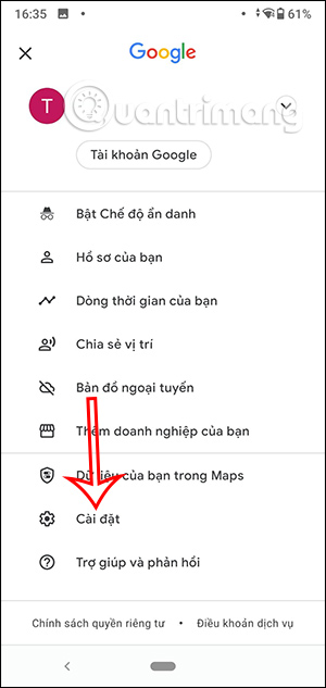 Cài đặt Google Maps