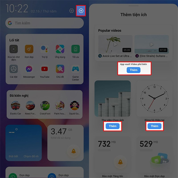 Mẫu widget cho màn hình trên Xiaomi
