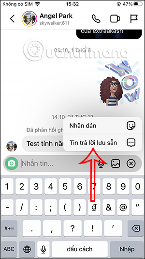 Tin nhắn trả lời nhanh Instagram