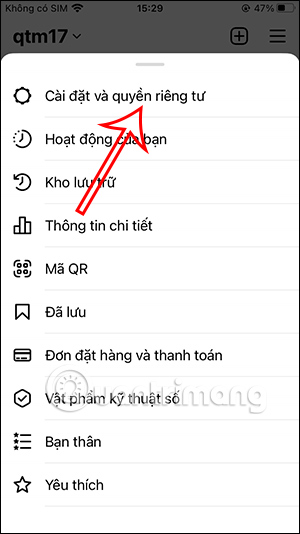 Cài đặt tài khoản Instagram