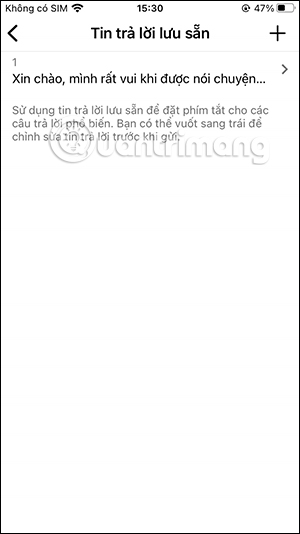 Danh sách tin nhắn trả lời nhanh Instagram
