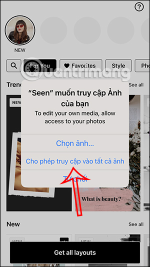 Truy cập album từ ứng dụng
