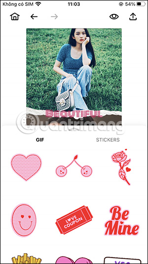 Chọn Sticker chèn vào ảnh