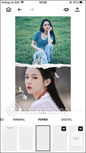 Chọn kiểu cho mẫu template