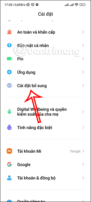 Cài đặt bổ sung Xiaomi
