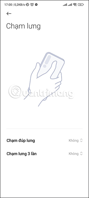 Cử chỉ chạm mặt lưng Xiaomi