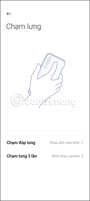 Tùy chọn cử chỉ gõ 3 lần mặt lưng Xiaomi