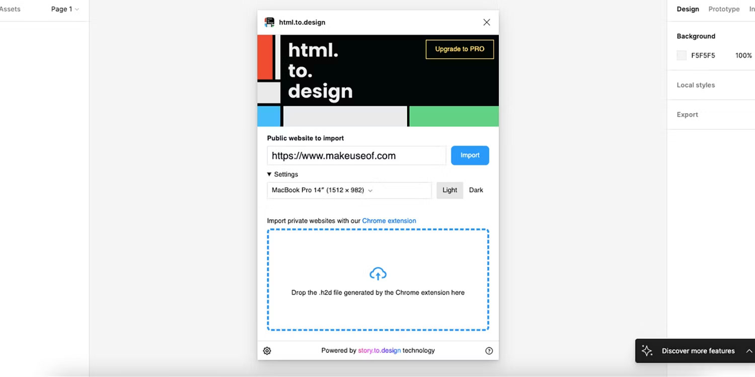 Cài đặt cho plugin Figma html.to.design.