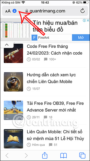 Tệp đã tải về trên Safari
