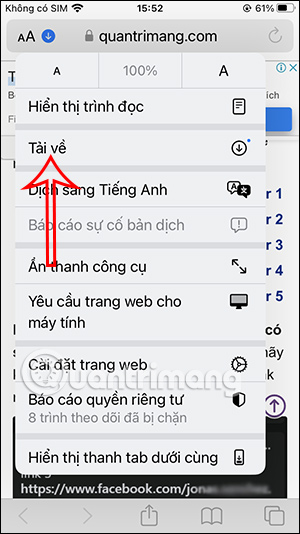 Chọn mục Tải về