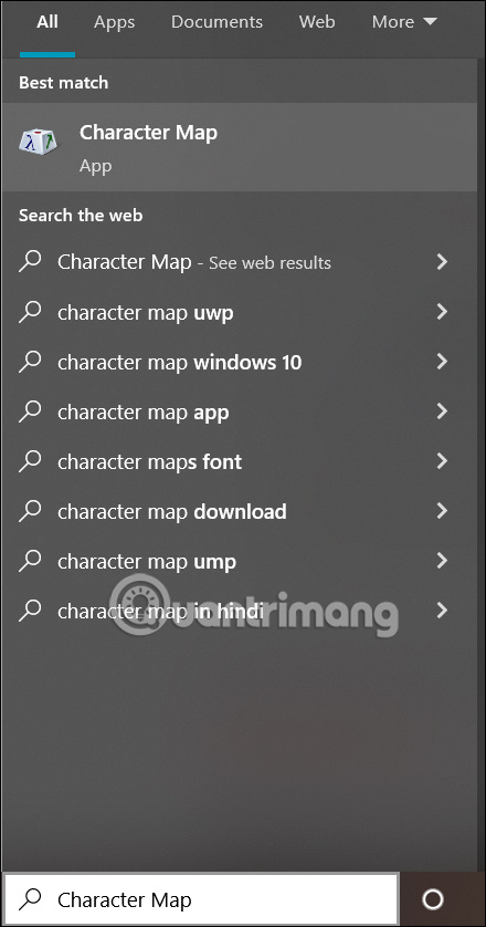 Bảng Character Map
