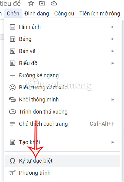Ký tự đặc biệt trong Docs