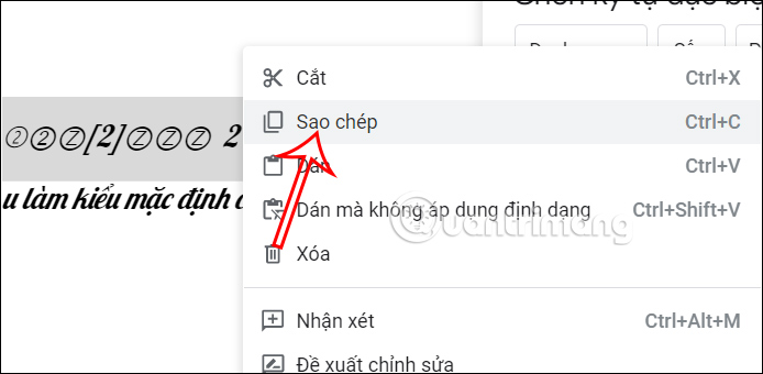 Copy ký tự đặc biệt trong Docs
