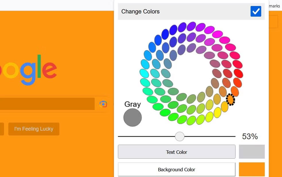Bảng chọn màu trong tiện ích Color Changer