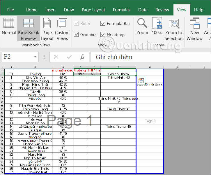Xem nội dung tài liệu in Excel