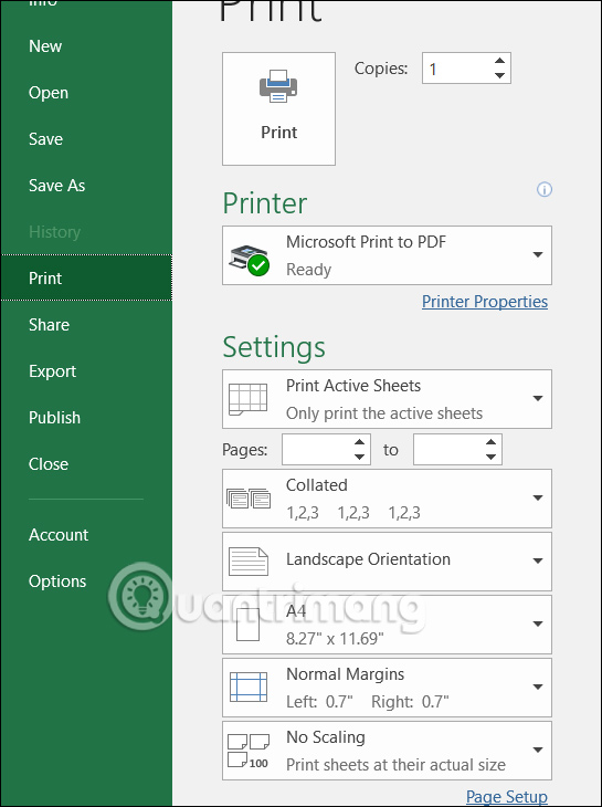 Xem trước bản in Excel