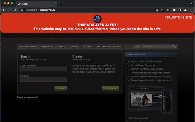 ThreatSlayer thông báo trang độc hại