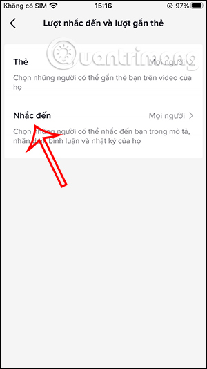 Chặn nhắc đến bạn trong bình luận TikTok