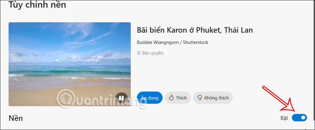 Kích hoạt nền trên Microsoft Edge