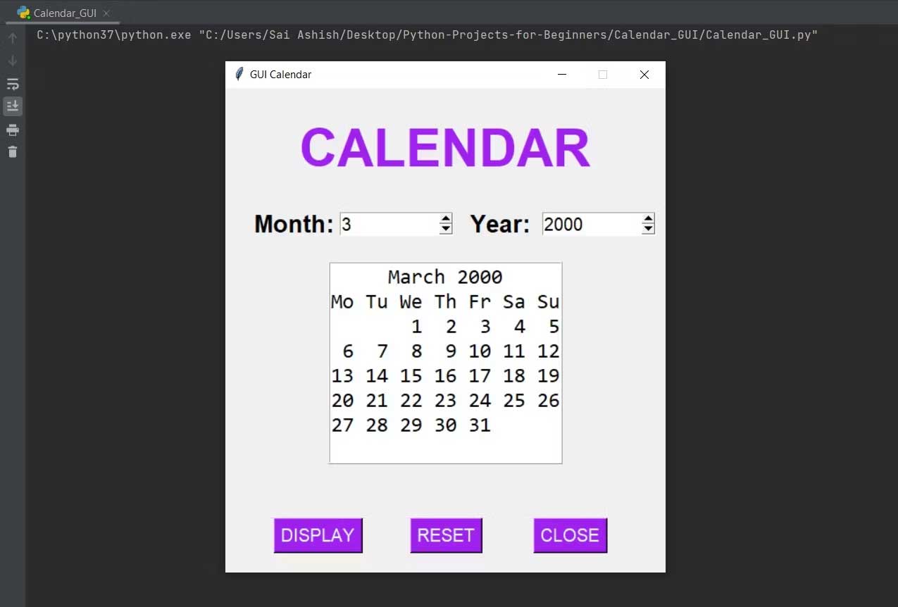 GUI Calendar